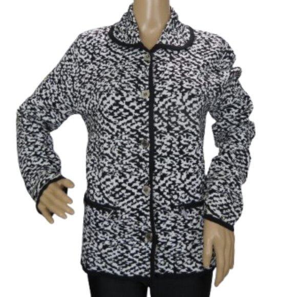 Karl Lagerfeld Black & White Button Up Cardigan - Picture 1 of 7